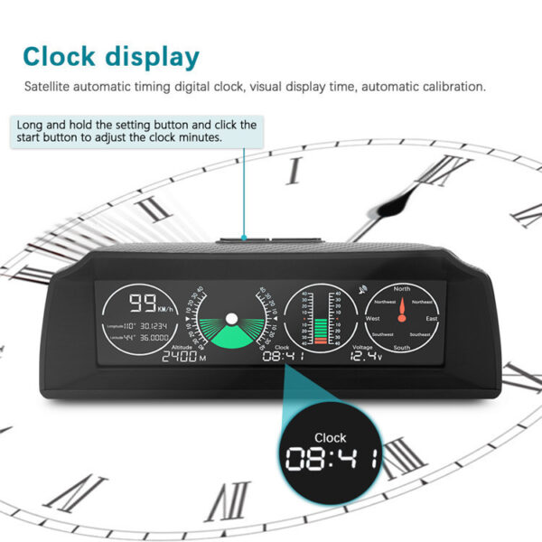 GPS GO 2 Universal Car HUD Monitoring Speed Level Gradient Compass - Image 7