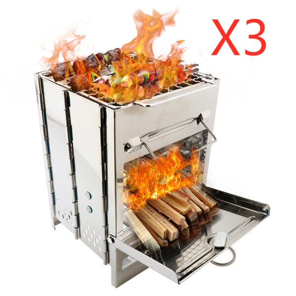 Lightweight Camping Wood Stove Adjustable Folding Wood Stove Burning for Outdoor Cooking Picnic Hunting BBQ Windproof - Image 2