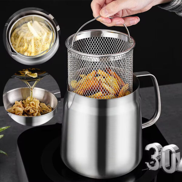 304 Stainless Steel Versatile Oil Filter Vessel Large Capacity With Filter Frying Basket Deep Fryer Separating Grease Separator - Image 10