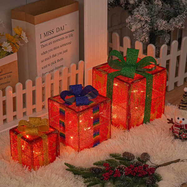 Lighted Up Outdoor Christmas Decorations Luminous Christmas Gift Box With Bow For Holiday Christmas Tree Home Yard Decor - Image 5