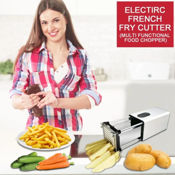 Kitchen Gadget Electric French Fry Cutter With Blades Stainless Steel Vegetable Potato Carrot For Commercial Household - Image 2