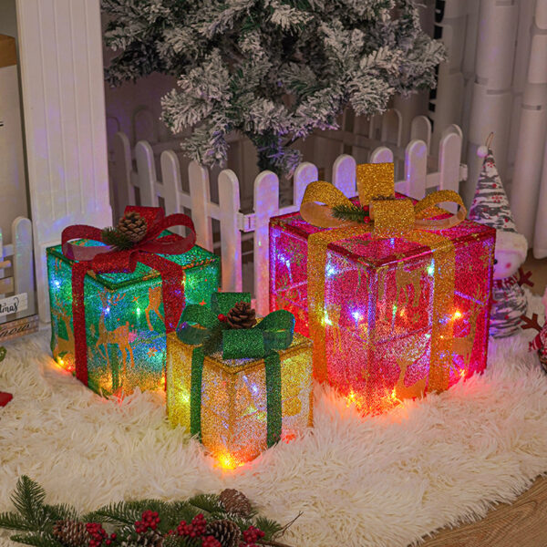 Lighted Up Outdoor Christmas Decorations Luminous Christmas Gift Box With Bow For Holiday Christmas Tree Home Yard Decor - Image 3