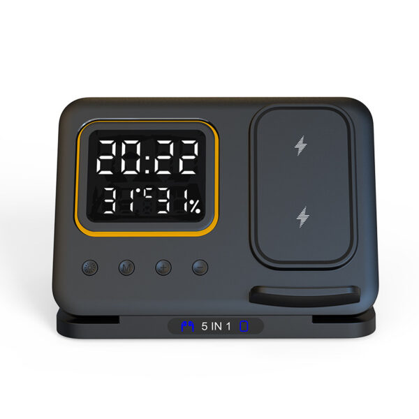 15W Wireless Chargers Stand 5 In1 LED Digital Alarm Clock Fast Charging Dock Station - Image 8